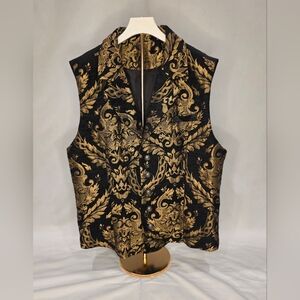 Elegant Black and Gold Brocade Vest